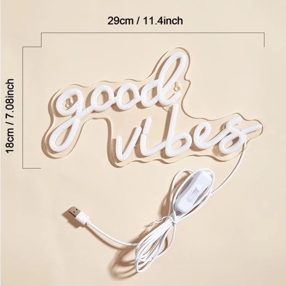 Good Vibes 1pc Slogan Shaped LED Neon Light - Picture 4 of 6